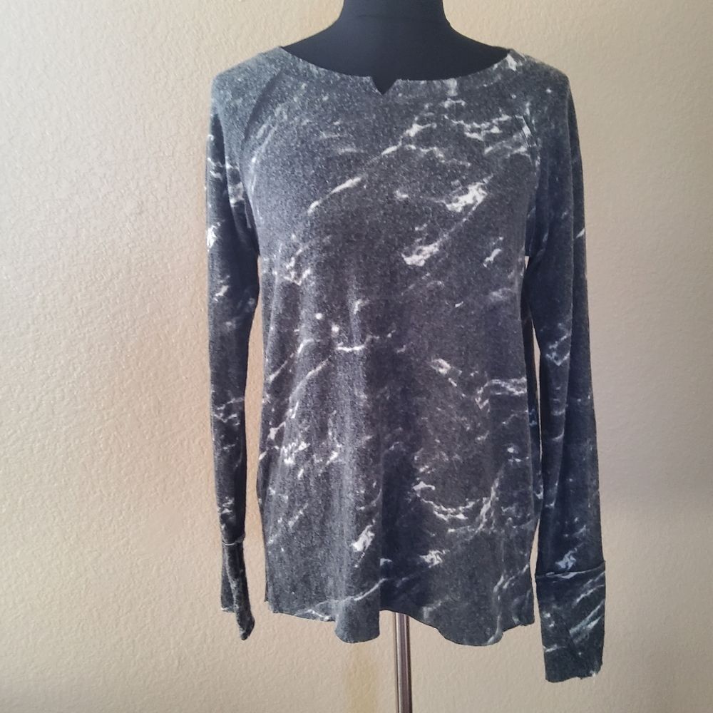Michael Stars Long Sleeve Print Tunic Sweater Size M Grey New